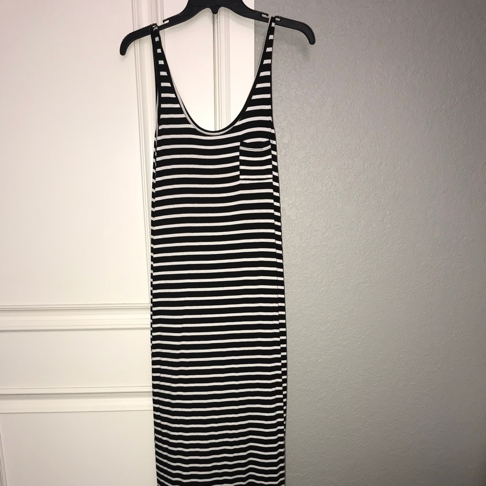 Black and white striped maxi dress
